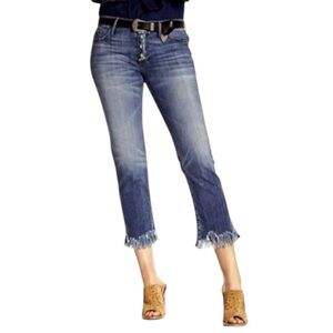 Black Orchid Distressed jeans Cropped Fray Hem Exposed Button Fly 26